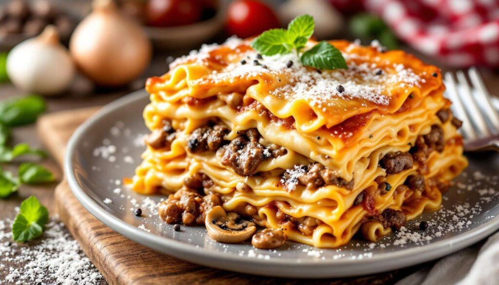 Lasagne salsicce e funghi cremosissime: primo piatto perfetto nelle feste di Natale